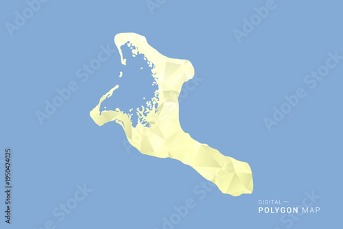 Kiribati Map in low poly polygon vector style, geometric shape illustration with soft yellow tones on blue background, clean silhouette for infographic.