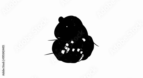 Black silhouette of a hamster with white eyes and white highlights on its body