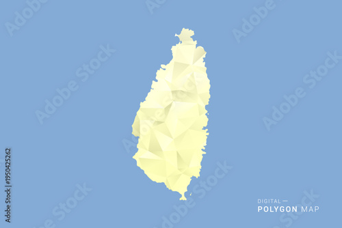 Saint Lucia Map in low poly polygon vector style, geometric shape illustration with soft yellow tones on blue background, clean silhouette for infographic.