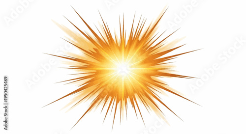 Bright yellow and orange starburst explosion with sharp, radiant lines