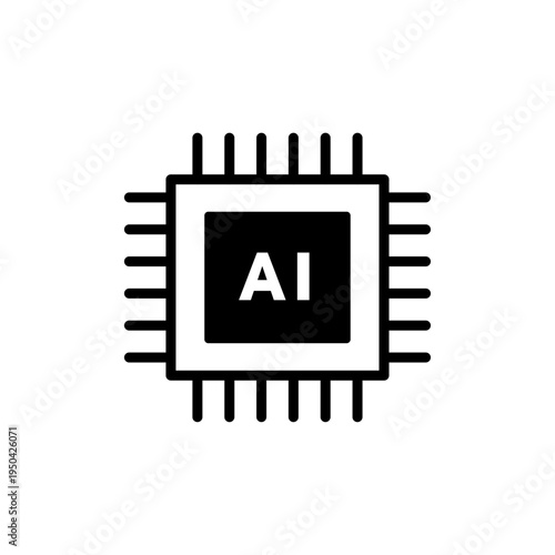 AIテクノロジー ビジネス＆生活アイコンシリーズ – AIチップ