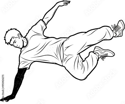 Athletic person in a dynamic pose, mid-air, performing a dance move