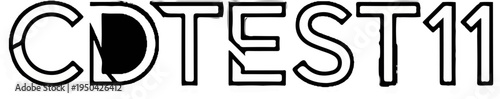 Black and white graphic letters C, D, T, E, S, T and numbers 11 in bold outline