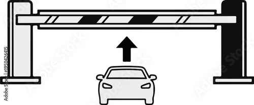 Automatic barrier gate with car and upward arrow icon