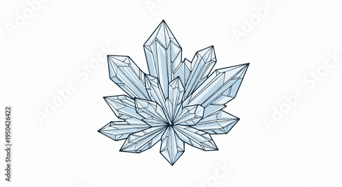 A stylized cluster of translucent, pointed crystals radiating from a central point