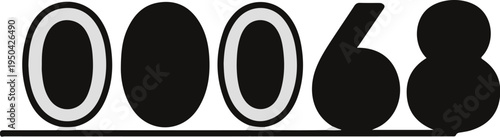 Abstract geometric shapes and numbers on a black line