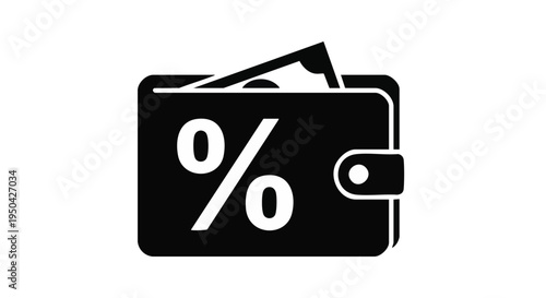 Black vector wallet icon with percentage sign