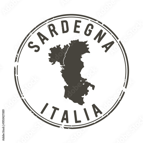 Stamp depicting sardegna italy with a map of the island inside