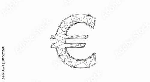 A wireframe euro symbol illustration on a white background