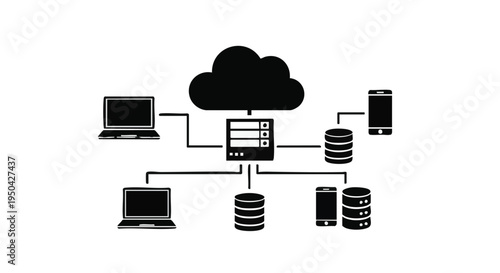 Set of cloud computing icons vector, network connection symbols