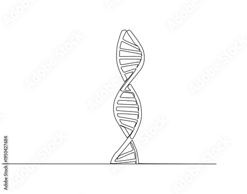 Continuous line drawing of DNA. Single line illustration of DNA. DNA molecule structure concept. Editable outline