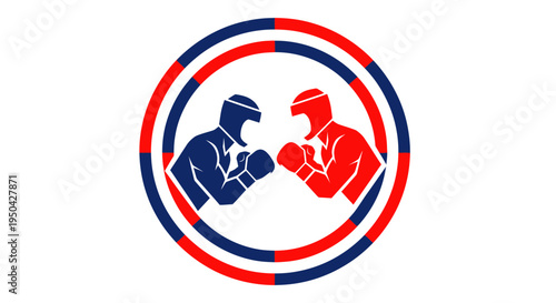 Boxing Match Icon: Two Fighters Facing Off in Red and Blue
