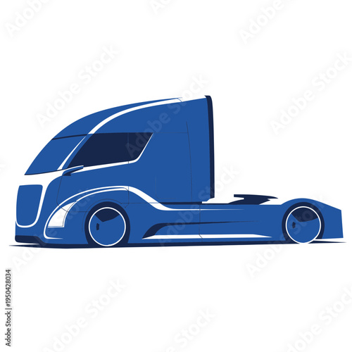 Futuristic Blue Electric Semi Truck, Aerodynamic Design, Clean Energy Transport