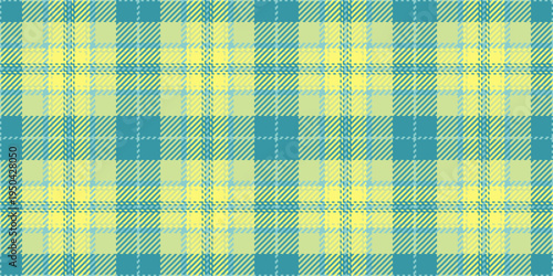 Aesthetic tartan plaid fabric, modern vector background pattern. Clan seamless texture check textile in cyan and lime colors.