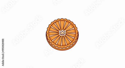 A stylized orange slice pastry with a crown emblem
