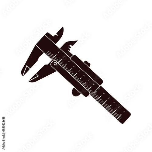 A black and white illustration of a precision measuring caliper tool