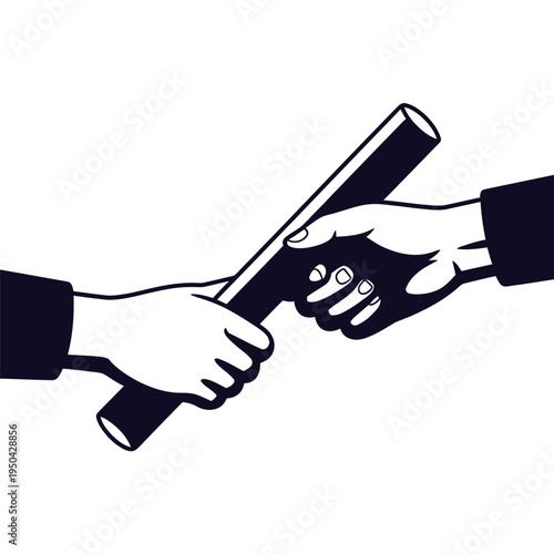 A symbolic exchange of a rolled document representing accomplishment or transfer