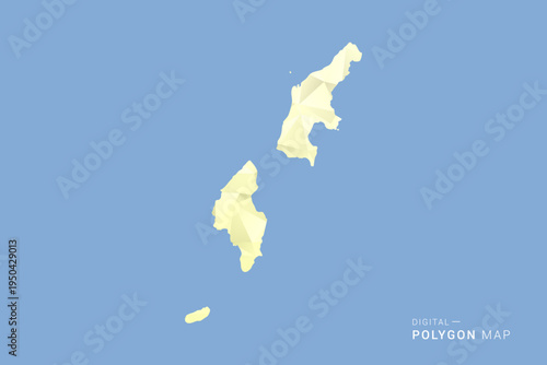 Northern Mariana Islands Map in low poly polygon vector style, geometric shape illustration with soft yellow tones on blue background, clean silhouette for infographic.