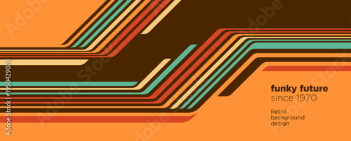 Abstract technology banner design in a futuristic retro style with colorful lines. Vector illustration.