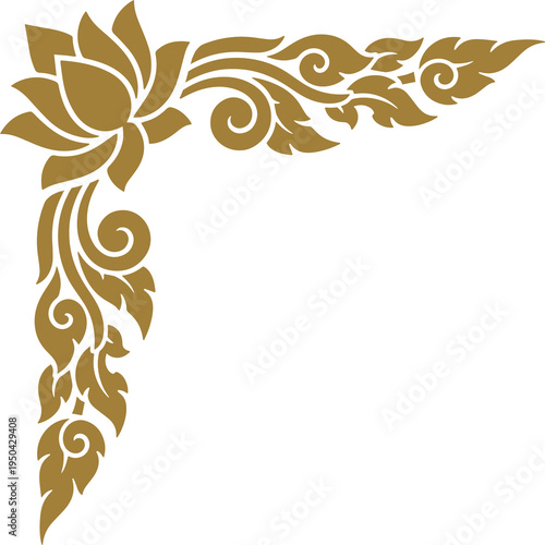 Thai Art traditional asian luxury line art, Decorative, lai Thai Pattern flat Illustration element graphic design	