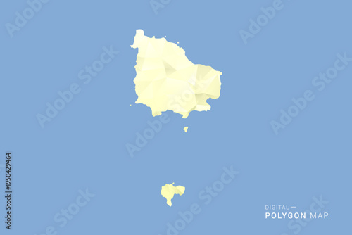Norfolk Island Map in low poly polygon vector style, geometric shape illustration with soft yellow tones on blue background, clean silhouette for infographic.