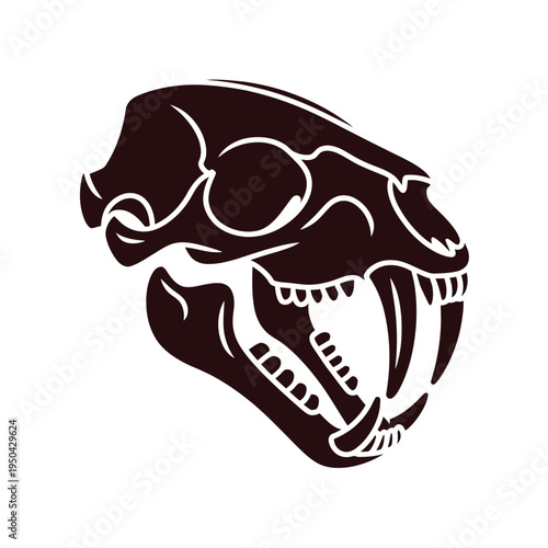 A stylized depiction of a cat skull in a dark graphic style