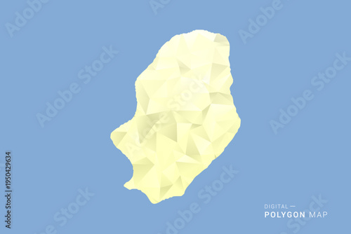 Niue Map in low poly polygon vector style, geometric shape illustration with soft yellow tones on blue background, clean silhouette for infographic.