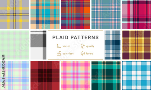 Plaid pack perfect for USA heritage-inspired fashion and home decor. Vector designs ideal for Independence Day, crafts, blankets, and scarves.