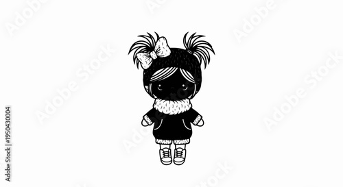 Adorable cartoon child dressed warmly for winter