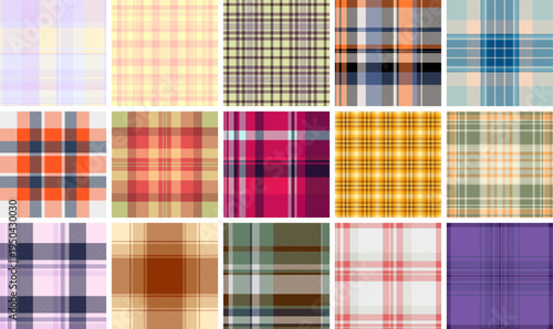 Halloween inspired plaid pack prepared for themed campaigns. Flexible tartan patterns adapt ads, banners, and promotions. Vector structure allows reuse.