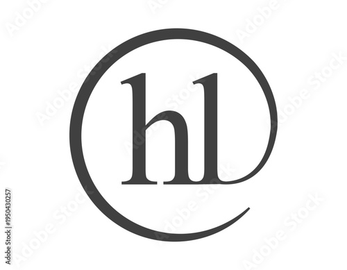HL logo from two letter with circle shape email sign style. H and L round logotype of business company