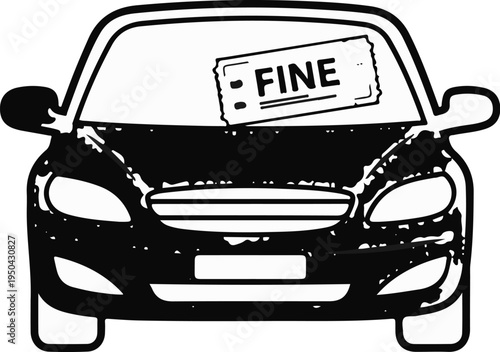 Car with a "FINE" ticket on the windshield, symbolizing a citation
