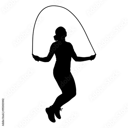 Silhouette of a woman jumping rope for fitness and cardio training to improve endurance and maintain a healthy active lifestyle.
