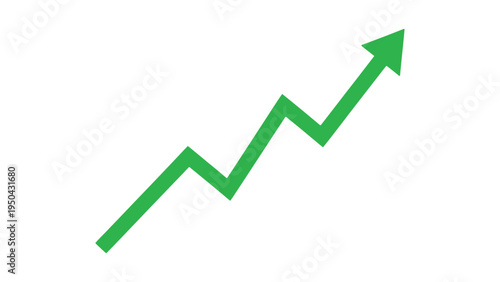 Green line graph arrow rising up concept of stock market business growth. Increasing financial profit and grow up trend sign vector.