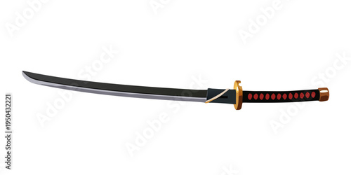 Elegant japanese katana sword samurai weapon warrior blade sharp steel combat illustration vector icon
