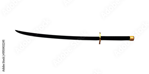 Elegant japanese katana sword samurai weapon warrior blade sharp steel combat illustration vector icon
