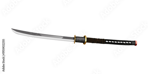 Elegant japanese katana sword samurai weapon warrior blade sharp steel combat illustration vector icon
