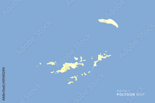 British Virgin Islands Map in low poly polygon vector style, geometric shape illustration with soft yellow tones on blue background, clean silhouette for infographic.