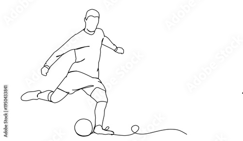 Continuous single one line art drawing of football soccer player celebrating, Match soccer goal celebration concept. Single line draw design vector graphic illustration.