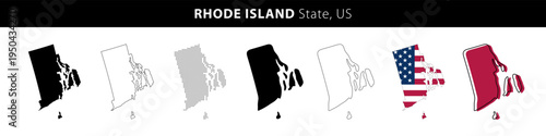 Map of Rhode Island state, US