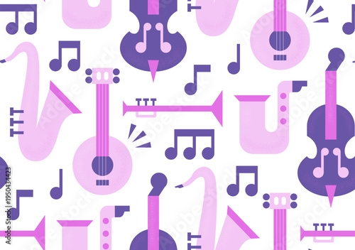 Pattern of musical instruments and notes