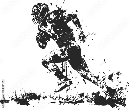 American football player sprinting in full gear with dynamic motion effect