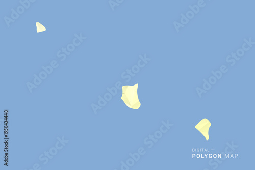 Tokelau Map in low poly polygon vector style, geometric shape illustration with soft yellow tones on blue background, clean silhouette for infographic.