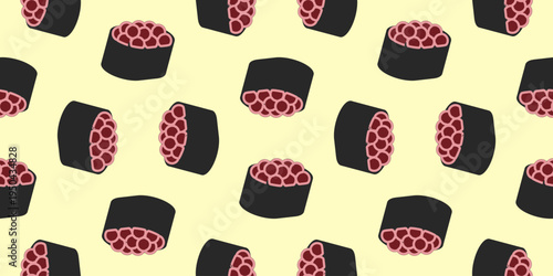 sushi seamless pattern. sushi roll icon illustration. uramaki sushi icon illustration