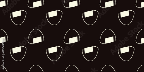 onigiri sushi seamless pattern. sushi seamless pattern background vector illustration. black and white onigiri background