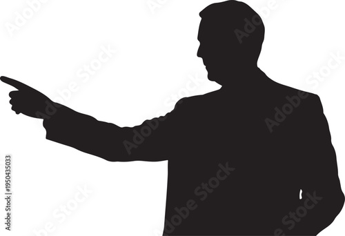 Silhouette of a man pointing to the left gesture direction