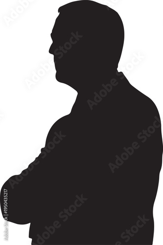 Silhouette of a man with arms crossed confident strong