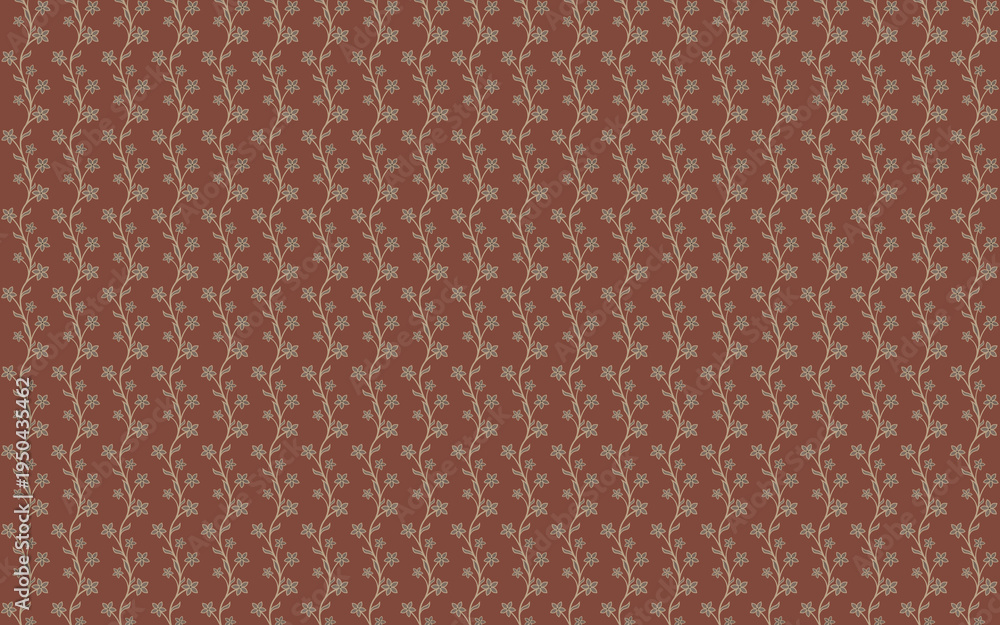 Fototapeta premium Seamless pattern of repeating vertical beige vine motifs illustration vector brown background