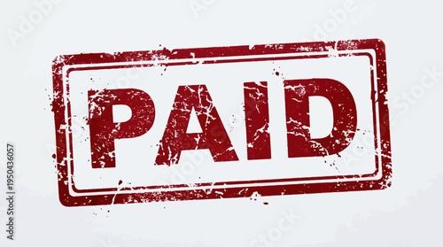 Paid Stamp Icon, Red Distressed Mark, Vintage Financial Seal, Accounting Vector Design for Billing, Invoices, Receipts, Payment Confirmation, Business Transactions, Office Documents