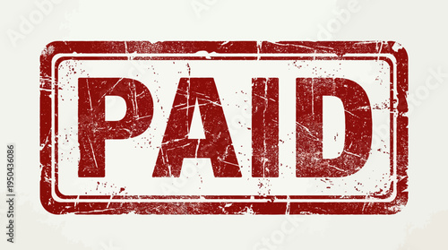 Paid Stamp Icon, Red Distressed Mark, Vintage Financial Seal, Accounting Vector Design for Billing, Invoices, Receipts, Payment Confirmation, Business Transactions, Office Documents